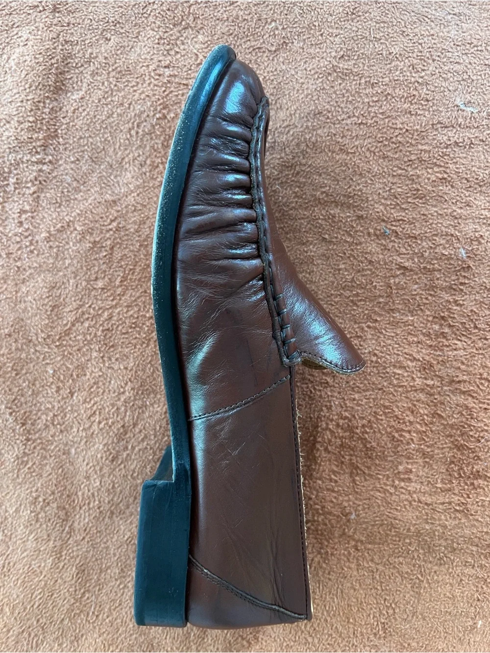 Banana Republic Men's Brown Leather Moc-Toe Slip-On Loafers